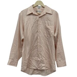 Geoffrey Beene Sateen Mens Button Up‎ Dress Shirt Size L 16-34/35 Long Sleeve
